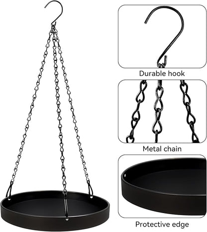 Plant Hanger Indoor Outdoor, Hanging Planter Baskets for Outdoor Indoor Plants, Hanging Plant Holder for Plants, Metal Window Plant Hanger, Black Hanging Plant Shelf, 1 Pack