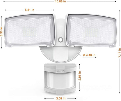 LEPOWER 30W LED Security Lights Motion Sensor Outdoor, 3200LM, 5500K, IP65 Waterproof, Hardwire 2 Head Motion Detector Flood Light for Garage, Yard, Porch