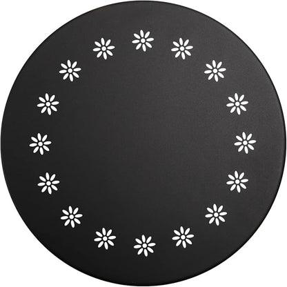 danpinera Outdoor Side Tables with Flower Cut Outs, Weather Resistant Steel Patio Side Table, Small Round Outdoor End Table Metal Side Table for Patio Yard Balcony Garden Black