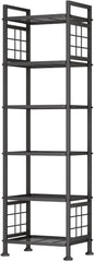 GIOTORENT 6-Wire Standing Storage Shelf for Bathroom Organizers and Storage & Laundry Room Organization, Metal Shelving Unit Pantry Rack for Kitchen & Bathroom, Black
