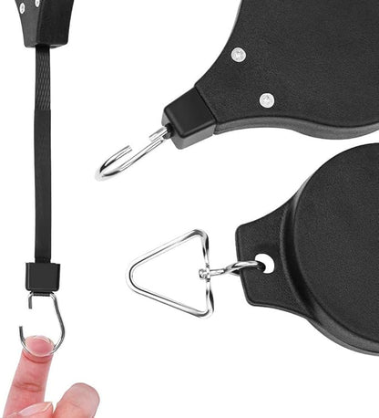 Pack Plant Hook Pulley, Retractable Plant Hanger Easy Reach Hanging Flower Basket for Garden Baskets Pots and Birds Feeder Hang High up and Pull Down to Water Or Feed (Black 2Pack)