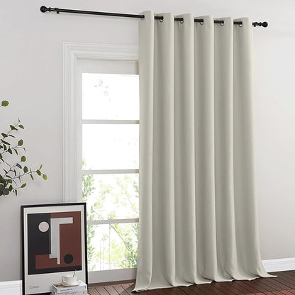 NICETOWN Blackout Sliding Glass Door Curtains, Room Darkening Thermal Insulated Curtains for Living Room Bedroom, Extra Wide Window Drapes, 1 Panel, W80 x L118, Natural
