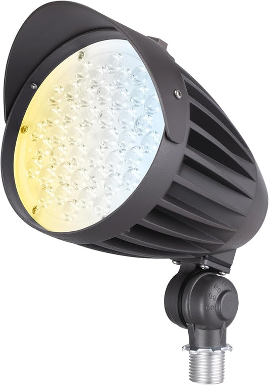 LEONLITE 20W/30W/40W 3CCT LED Bullet Flood Light, 4880LM 3000K/4000K/5000K, Dusk to Dawn 22°Focused Flag Pole Light with Knuckle Mount, Weatherproof, 100-277V Commercial Landscape Lights, ETL Listed