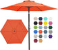 JEAREY 7.5FT Patio Umbrella Market Table Umbrella with 6 Sturdy Ribs, Push Button Tilt/Crank Outdoor Umbrella for Garden, Deck, Backyard, Pool and Beach,Orange