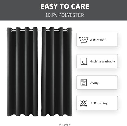 Waterproof Outdoor Curtain W52 x L63 - Grommet Top Sunlight Blocking Window Treatment Drapes Blackout Curtains for Home Bedroom Living Room Outdoor Patio Porch Pergola (Dark Gray, 2 Panels)
