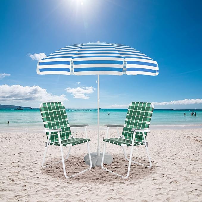 Folding Lawn Chairs, Set of 4, Dark Green Metal Frame