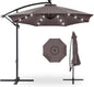 Best Choice Products 10ft Solar LED Offset Cantilever Hanging Market Patio Umbrella, 8 Sturdy Ribs, Easy Adjustment - Deep Taupe