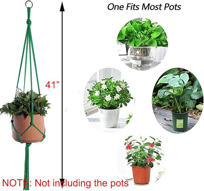 ELANE 6PCS Macrame Plant Hanger Indoor Hanging Planter Basket Decorative Tassels Flower Pot Holder for Indoor Outdoor Home Decor(6Pcs Green)