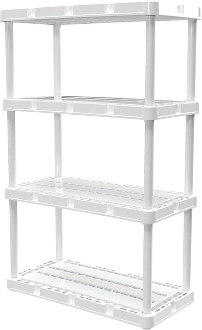 Gracious Living 2 Pack Light Duty Storage Shelves, Knect-A-Shelf 4-Shelf Ventilated Shelving Rack Organizer for Home, Garage, Basement & Laundry, White