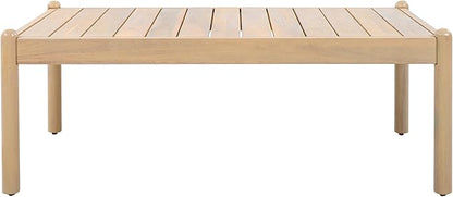 Christopher Knight Home Lenor Patio Acacia Wood Coffee Table, Solid Wood Outdoor Table for Patio Furniture Set, Slat Panel Rectangular Top, Light Teak