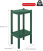 Side Table, 2-Tier Outdoor End Table in Dark Green with HDPE Frame