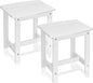 Y&M Outdoor Side Table, HIPS Adirondack Small Single Table, Waterproof Square Outside Table, Balcony Modern End Tables for Patio, Pool, Beach, Porch, Deck, Indoor or Outdoor Use (White, 2 Pack)