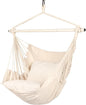 Highwild Hammock Chair Hanging Rope Swing - Max 500 Lbs - 2 Cushions Included - Steel Spreader Bar with Anti-Slip Rings - for Any Indoor or Outdoor Spaces (Beige)