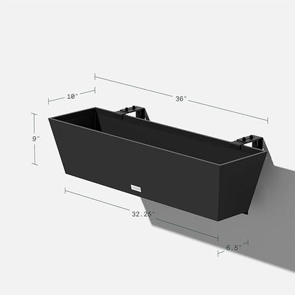 Veradek Pure Series Railing Planter - Plastic Hanging Planter for Outdoor Balcony/Fence | Durable All-Weather Use with Adjustable Brackets | Modern Décor for Flowers, Succulents, Hanging Plants