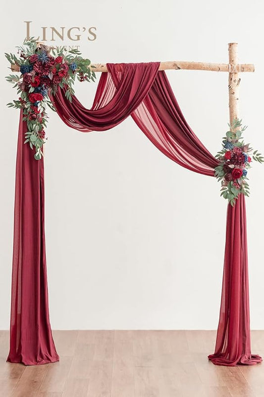 Artificial Flowers Wedding Arch Kit in Burgundy and Navy, Silk Blend Swags and Drapes