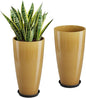 QCQHDU 21 inch Tall Planters for Outdoor & Indoor Plants, 2 Pack Sturdy Plant-Flower-Tree Pots for Front Porch Patio Deck Living Room Decor, Golden
