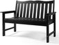 Backyard Expressions Poly Patio Bench (800 Lb Capacity) – Weatherproof Outdoor Bench, Low Maintenance, Heavy-Duty Recycled Material – Ideal for Porch, Patio & Park (Black Woodgrain Look)