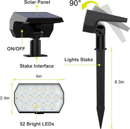 Solar Spot Lights Outdoor Waterproof IP65, [4 Pack/65 LED] 2-in-1 Solar Landscaping Spotlights, 3 Lighting Modes Solar Powered Garden Flood Light for Patio Pathway Driveway Yard Pool (Warm White)