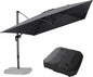 PURPLE LEAF 10' X 13' Patio Umbrella with Base Outdoor Cantilever Rectangle Offset Umbrella with 360-degree Rotation for Garden Deck Pool Patio Grey