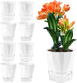6 Pack Self Watering Pots for Indoor Plants, 8.4 Inches Self Watering Planters Large African Violet Self Watering Clear Pots for Plants Large Herb Orchid Flower Houseplant Pots, White