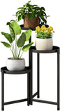 Plant Stand indoor outdoor-3 Tier black Tall Metal Flower Pot Holder 9in Wide Potted Display Rack - Heavy Duty Corner Plant Shelf for Patio Garden Balcony Living Bedroom Room
