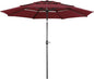 Yaheetech 3 Tier Patio Umbrella 10ft Vented Outdoor Large Market Table Umbrella with 8 Sturdy Ribs & 1.5" Umbrellla Pole, Double-layer Cloth & Push-button Tilting & Crank for Pool/Garden/Lawn Burgundy
