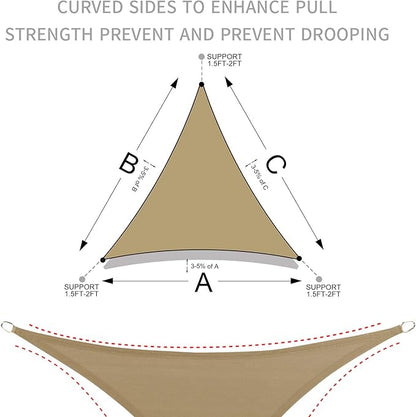 LOVE STORY 10' x 10' x 10' Triangle Grey-White Sun Shade Sail Canopy UV Block for Outdoor Patio Garden Backyard
