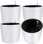 JOIKIT 4 Pack 7 Inches Self Watering Planter, White Plant Flower Pots with Water Level Indicator, Self Watering Pots for Indoor & Outdoor Succulents Plants Herb Garden