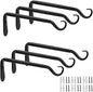 Worth Garden 6-Pack 7" Plant Hanger Bracket - Forged Wrought Iron Powder-Coated Heavy Duty Wall Hook - Black Hanging Hooks - Durable and Stable for Bird Feeders, Planters Indoor & Outdoor