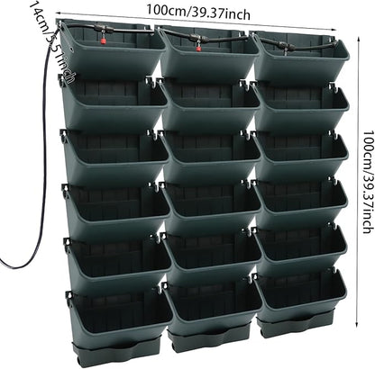 18 Pots Self-Watering Vertical Garden Planter Wall Mounted,with Smart Automatic Watering System, Digital Timer,Space Saving Wall Planter for Herbs Vegetables Fruits Flowers (Green)