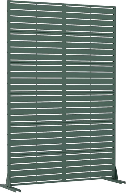 Casaphoria Metal Privacy Screen Outdoor, 72" H x 47" W Freestanding Decorative Privacy Screen for Patio Deck Balcony Garden with Stable Base, Green Louvered