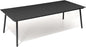 95" Patio Outdoor Dining Table for 8-10, Weather-Resistant Wood-Grain Top with Aluminum Frame & Umbrella Hole for Deck Gatherings, Black