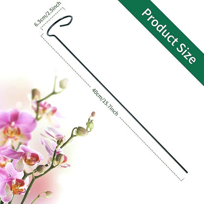 6 Pack Plant Support Stakes with 24 Pcs Plant Clips,Single Stem Support Stake Plant Cage Support Ring for Garden Flowers Rose Tomatoes Peony Lily Rose Herbs Vegetable (16 Inch)