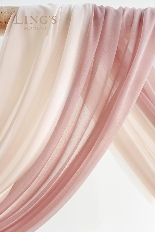 Artificial Flowers Wedding Arch Kit, Dusty Rose and Navy, Chiffon Drapes