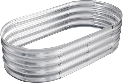 TATAANTY Galvanized Raised Garden Bed for Outdoor: 4X2X1ft Durable Metal Vegetable Plant Container Kit - Oval Planter Box for Gardening Flower Trough