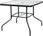 Tangkula 35" Patio Dining Table for 4, Square Outdoor Dining Table with Tempered Glass Tabletop, 1.65" Umbrella Hole & Metal Frame, 4-Person Outside Dining Table for Backyard, Lawn, Deck & Poolside