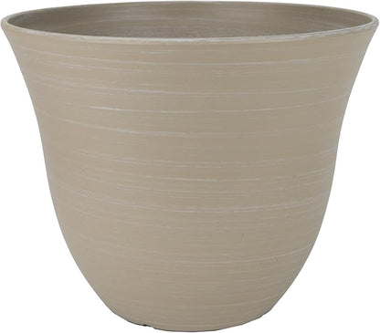 Classic Home and Garden Honeysuckle Resin Planters - Lightweight Indoor & Outdoor Plant Pots - UV-Resistant Plastic Flower Pots - Pot Planters for Flowers & Herbs (15" Grained Beige)