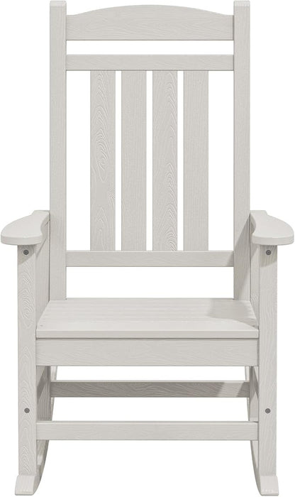 Oversized HDPE Outdoor Rocking Chair, Ivory White, 350 lb Capacity