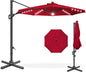 Best Choice Products 10ft Solar LED Cantilever Patio Umbrella, 360-Degree Rotation Hanging Offset Market Outdoor Sun Shade for Backyard, Deck, Poolside w/Lights, Easy Tilt, Cross Base