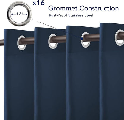 PureFit Outdoor Curtains for Patio Waterproof Weatherproof, UV Resistant Outside Curtains for Gazebo, Front Porch, Pergola, Sun Blocking Privacy Curtain, 120W x 95L inch, 1 Panel, Navy Blue