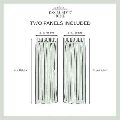 EXCLUSIVE HOME Cabana Solid Indoor/Outdoor Light Filtering Hook-and-Loop Tab Top Curtain Panel Pair, 54"x84", Winter White