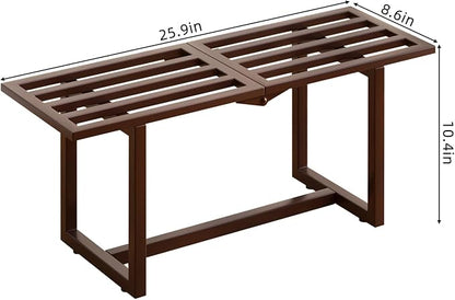 Modern Outdoor Plant Stand for Indoor Corner, Foldable Metal Plant Display Shelf for Multiple Pots,Mid Century Slatted Bench for Garden, Patio Load Bearing 330 lbs 26" L x 10.4" H x 8.6" W 2 Pack Coffee