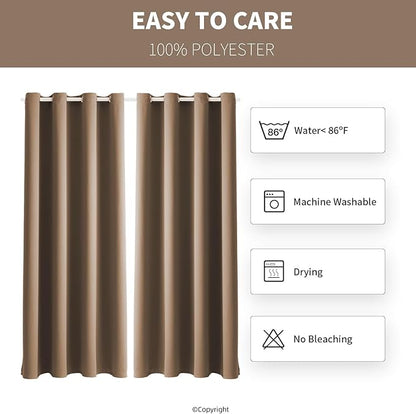 DIVA EN CAMINO DEC Outdoor Patio Curtain Waterproof Darkening Thermal Insulated Indoor Curtains for Bedroom, Porch, Living Room, Pergola, Cabana, W52 x L95, Camel Brown, Set of 2 Panels
