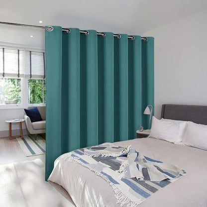 NICETOWN Room Dividers Curtains Screens Partitions, 108 inches Patio Door Curtains, Thermal Drapes Sliding Door Blinds for Hotel and Office (Sea Teal, W100 inches)