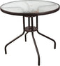 Garden Elements Outdoor Patio Furniture, Round Dining Table, Steel Base and Rim with Water-Wave Glass Top, Brown, 31.5"