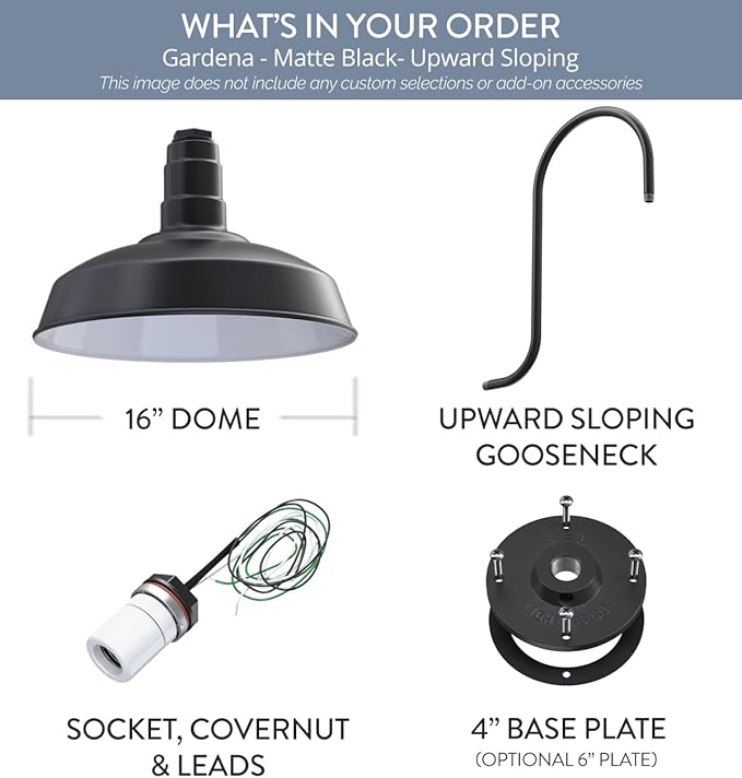 Wall Lights with 16-Inch Dome, Matte Black Steel Farmhouse Barn Style