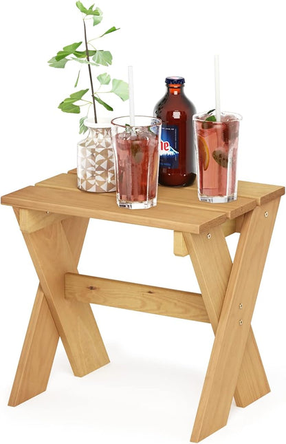 Furinno Tioman Outdoor Side Table Flower Stand, Pine Wood