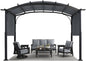 MASTERCANOPY 10x12ft Outdoor Retractable Pergola with Sun Shade Canopy Patio Metal Garden Pergola,Dark Grey