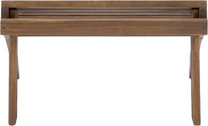 Linon Home Dcor Linon Adirondack Woodstock Ottoman, Teak Stain, Acorn, 21.6"W x 21.06"D x 13.7"H