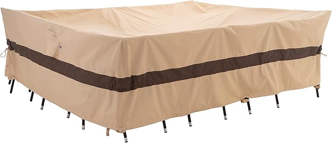 WJ-X3 Large 96in Beige & Coffee Patio Furniture Cover, 96W x 64D x 31H Inches by WJ-X3